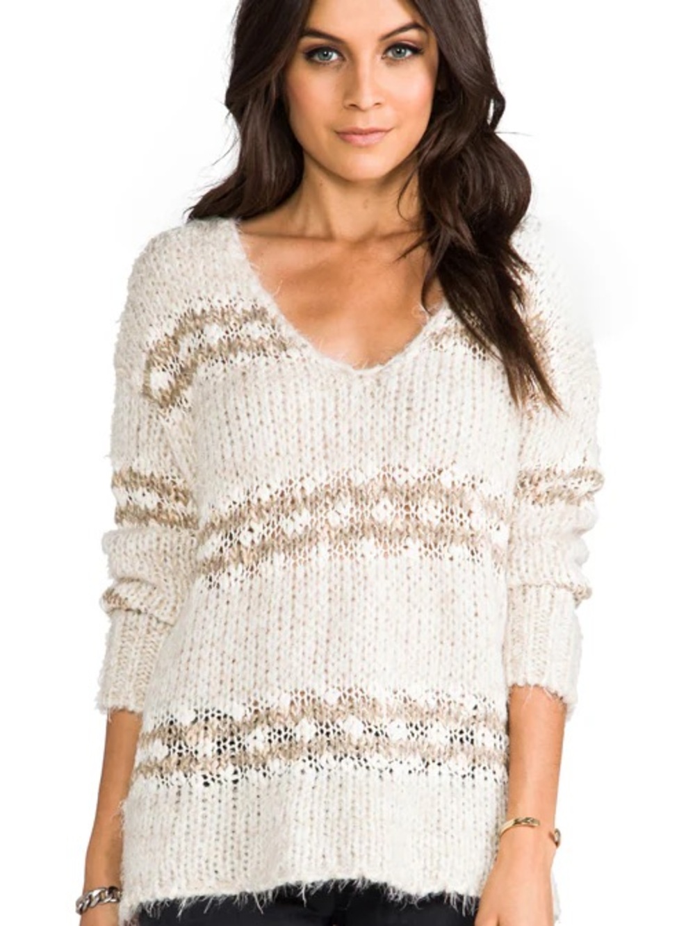 45. Free People Linus Eyelash V-neck oversized sweater